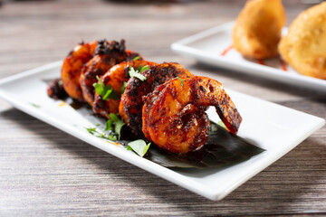 A view of Peri Peri shrimp.