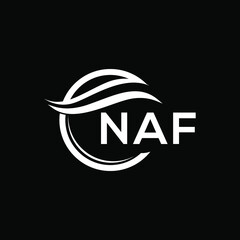 NAF letter logo design on black background. NAF  creative initials letter logo concept. NAF letter design.