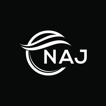 NAJ letter logo design on black background. NAJ  creative initials letter logo concept. NAJ letter design.