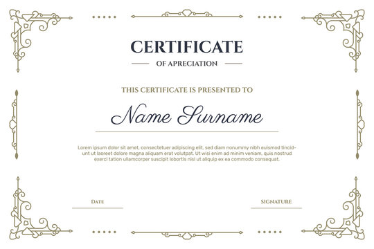 Elegant certificate with frame template. - Vector.