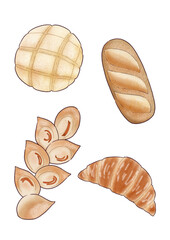 メロンパン　ベーコンエピ　フランスパン　クロワッサン 