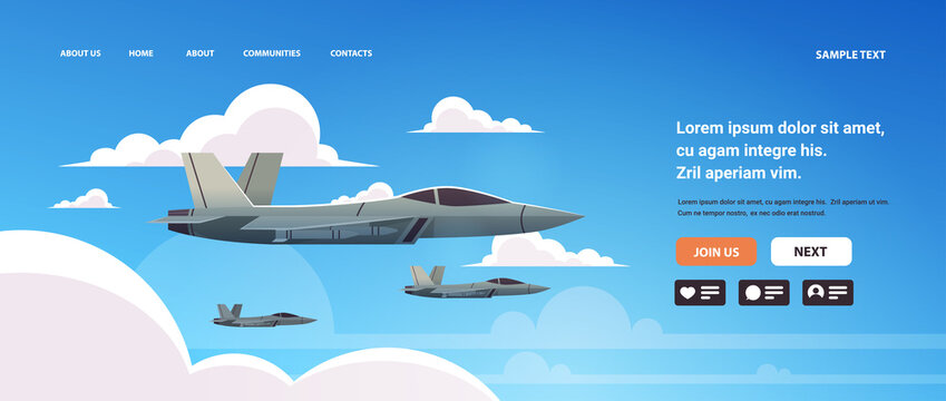 Ukrainian strategic jet fighters in sky special battle transport military equipment concept stop war against Ukraine