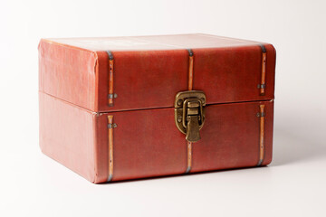 old suitcase isolated on white