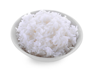 rice in bowl isolated on white background.