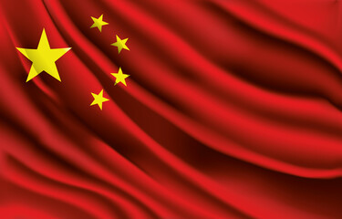 china national flag waving realistic vector illustration