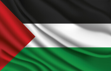 palestine national flag waving realistic vector illustration