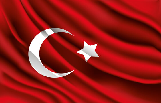 Turkey national flag waving realistic vector illustration