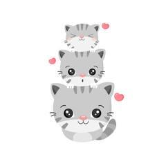 Cute cat family vector illustration.