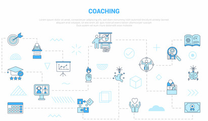 Fototapeta na wymiar business coaching concept with icon set template banner with modern blue color style