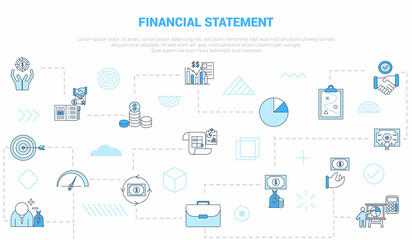 Fototapeta na wymiar financial statement business personal concept with icon set template banner with modern blue color style