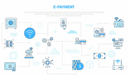 e-payment electronic concept with icon set template banner with modern blue color style