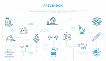Fototapeta na wymiar prevention virus spread concept with icon set template banner with modern blue color style