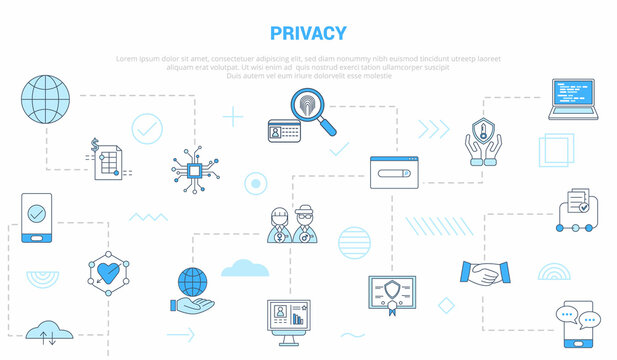 privacy concept with icon set template banner with modern blue color style