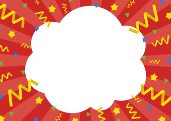 クラッカーがパーンとなったような赤バックの賑やかな背景素材／A版比率ヨコ