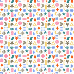 Seamless pattern of simple colored geometric elements