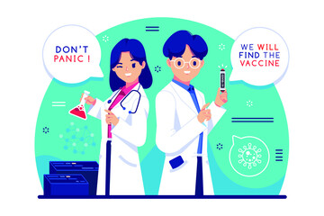 doctors with corona virus vaccine illustration  