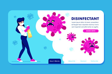 disinfectant creative landing page illustration