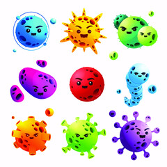 Virus and Microbacteria funny charactercollection