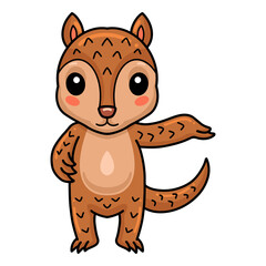 Cute little pangolin cartoon standing