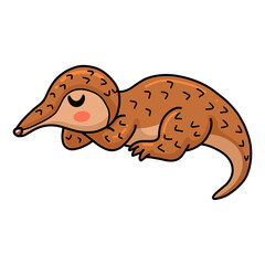 Cute little pangolin cartoon sleeping