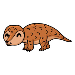 Cute little pangolin cartoon character