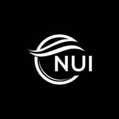 NUI letter logo design on black background. NUI creative  initials letter logo concept. NUI letter design.