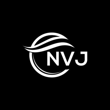 NVJ letter logo design on black background. NVJ creative  initials letter logo concept. NVJ letter design.