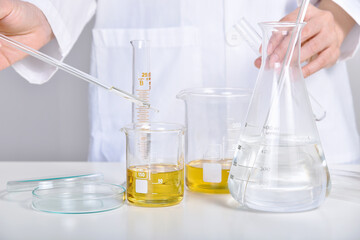 Oil dropping, Chemical reagent mixing, Laboratory and science experiments, Formulating the chemical for medical research, Quality control of petroleum industry products concept.