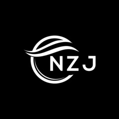 NZJ letter logo design on black background. NZJ  creative initials letter logo concept. NZJ letter design.
