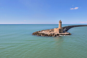 coast of livorno in italy with its lighthouse in the water