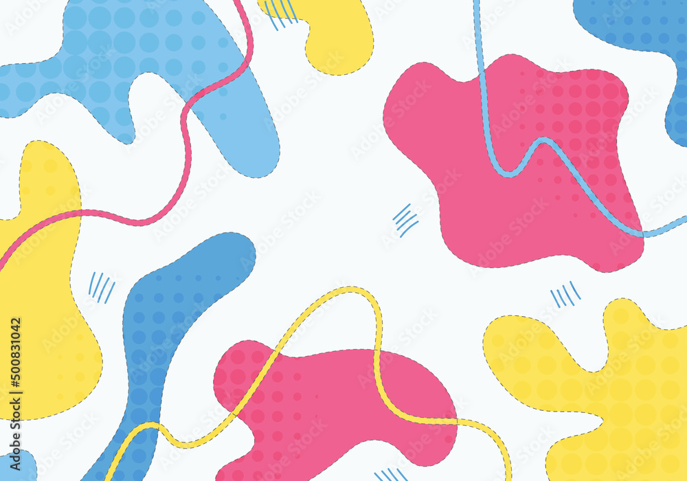 Poster abstract minimal doodle colorful style of shapes design template.