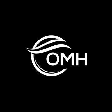 OMH letter logo design on black background. OMH  creative initials letter logo concept. OMH letter design.