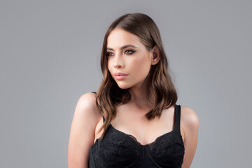 Naklejka premium Beautiful woman, close up female face beauty portrait.