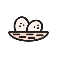 Egg Nest , Spring filled outline icon.