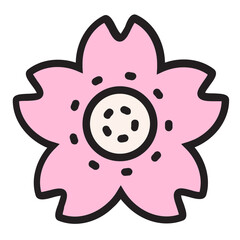Cherry Blossom , Spring filled outline icon.