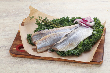 Marinated Herring fillet with onion