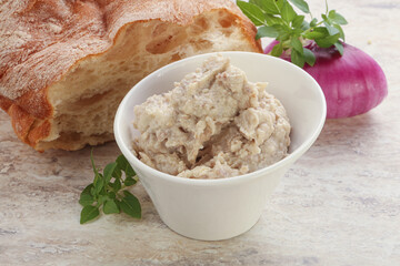 Jewish traditional cuisine herring mousse Forsmak