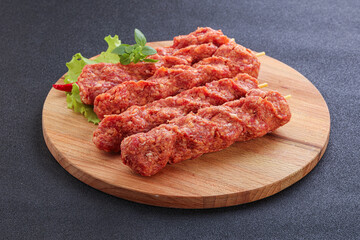 Raw beef kebab minced meat