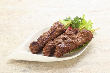 Beef kebab skewer minced meat