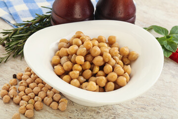 Boiled chickpea in the bowl