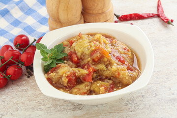 Caucasian Mangal salad with baked vegetables