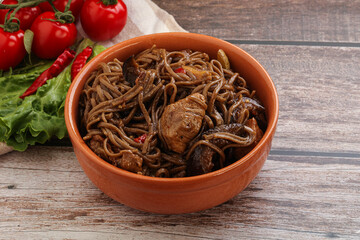 Udon soba with pork and vegetables