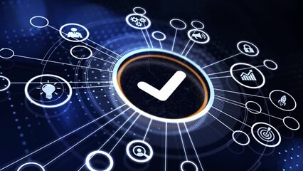 Standard quality control. Certification. Business, technology, internet and networking concept.