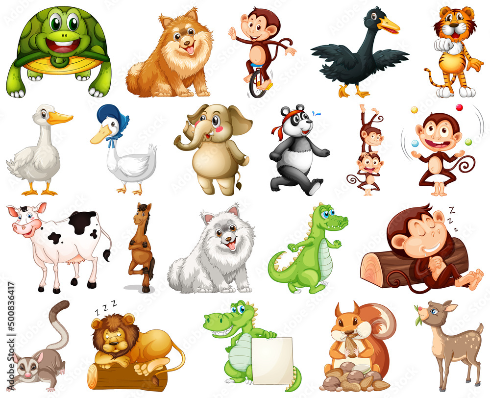 Wall mural Set of animal cartoon character