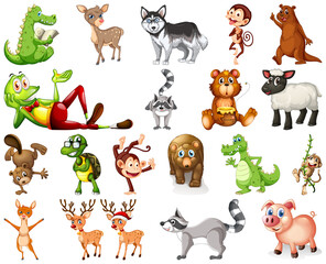 Fototapeta premium Set of animal cartoon character