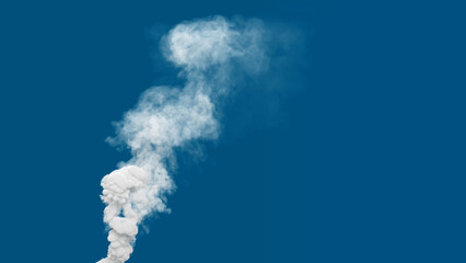 white dense carbon smoke column emission from fuel oil power plant, isolated - industrial 3D rendering