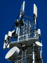 Telecommunication antenna tower, Skrunda, Latvia. Close-up.