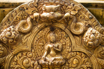 Kathmandu, Nepal- April 20,2022 : Buddhist Swayambhunath Temple (monkey temple) UNESCO World Heritage Site.