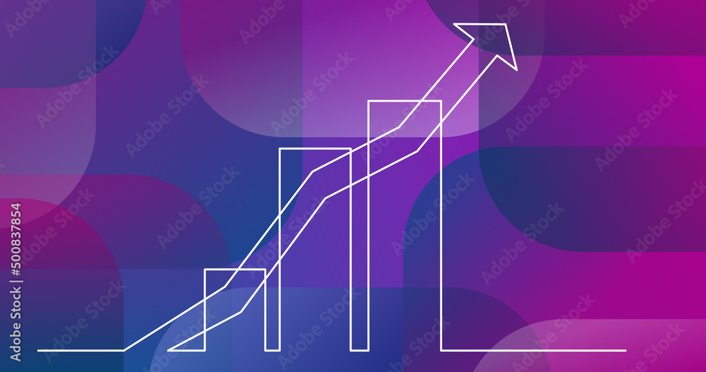 Poster continuous line drawing of business increasing graph