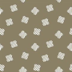 Seamless geometric pattern with white elements against a khaki background